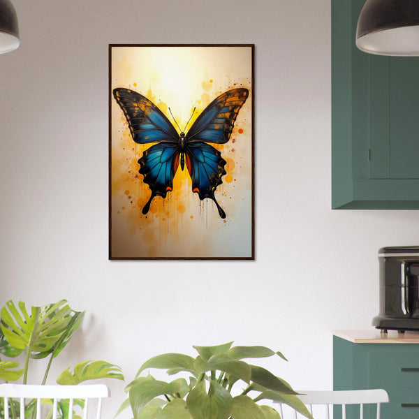 Surprise Her – Framed Butterfly Art - Dark wood frame - Wooden Framed Posters