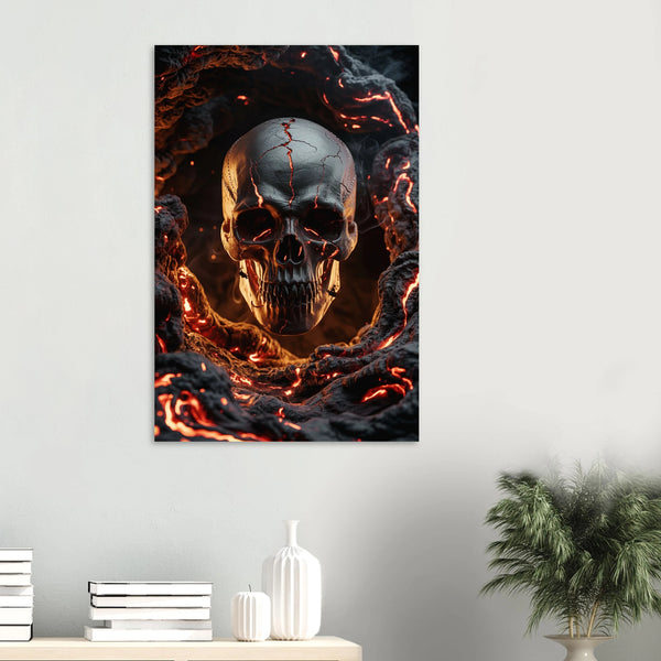 Lava Skull Aluminum Art – A Fiery Gift of Power - - Metal Framed Posters