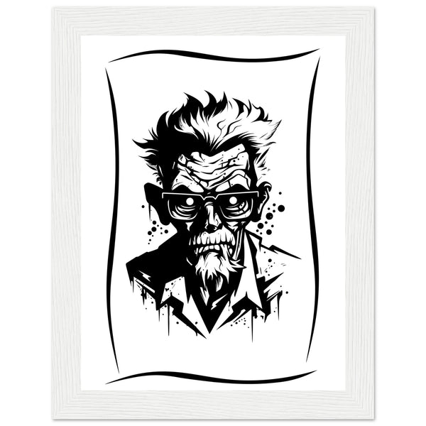 Edgy Artistry - Black and White Character - 15x20 cm 6x8″ White frame - Wooden Framed Posters