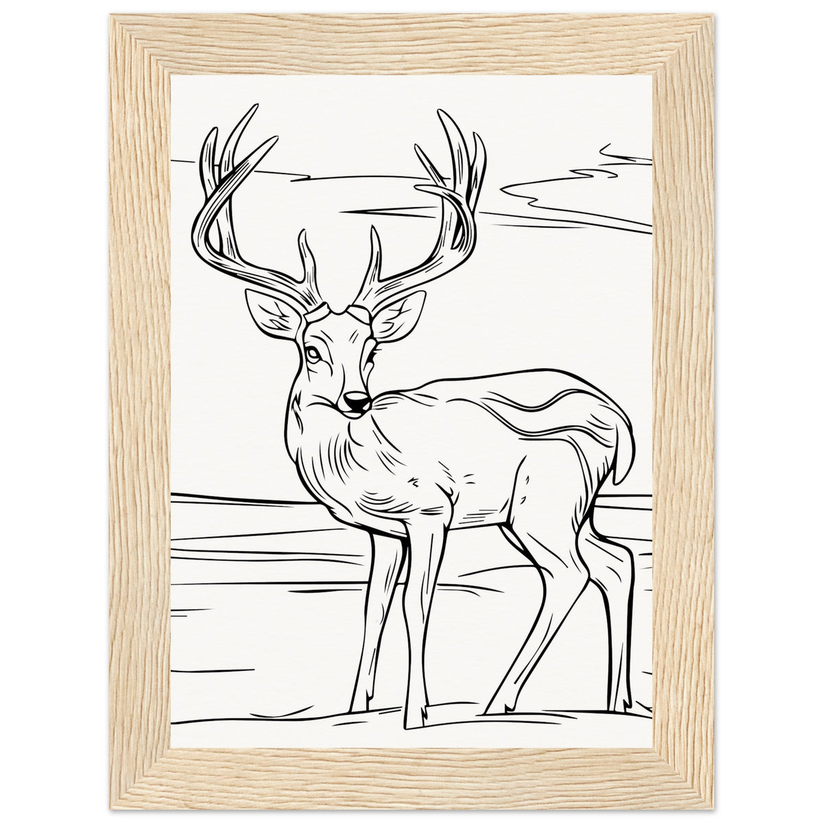 Elegance in Nature - Deer in Line - 13x18 cm 5x7″ Wood frame - Wooden Framed Posters