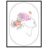 Ethereal Blossom Muse - Framed Line Art Poster - 60x80 cm 24x32″ Black frame - Wooden Framed Posters