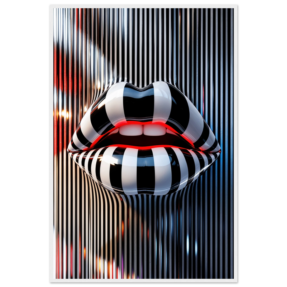 Pop Lips Wooden Framed Poster – A Daring Art Gift - - Wooden Framed Posters