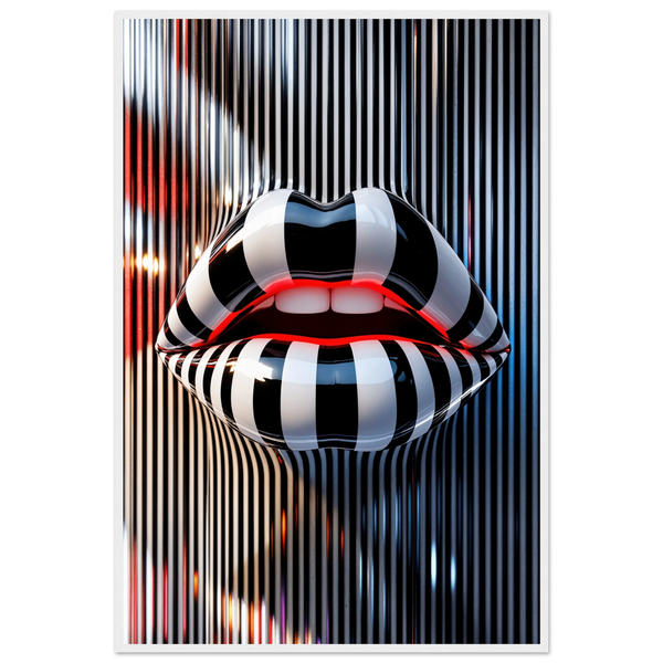 Pop Lips Wooden Framed Poster – A Daring Art Gift - - Wooden Framed Posters