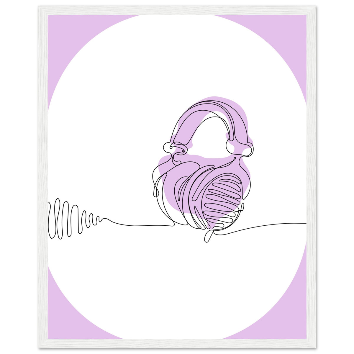 Melodic Moments - Stylish Headphones Print - 40x50 cm 16x20″ White frame - Framed Prints