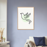 Grace in Flight - Bird Line Art Wooden Framed Poster - 50x70 cm 20x28″ Wood frame - Wooden Framed Posters