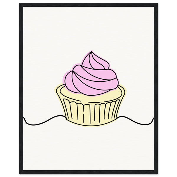 Cupcake Delight - Minimalist Pink Frosting Art - - Wooden Framed Posters