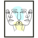 Twins in Harmony - Minimalist Faces with Pastel Touch - 40x50 cm 16x20″ - Metal Framed Posters