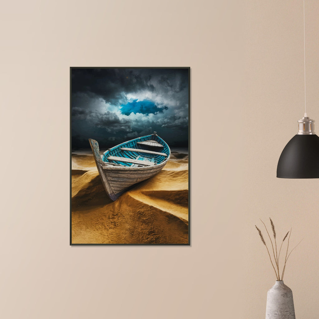 Echoes of the Storm - A Deserted Boat’s Story - 60x90 cm 24x36″ - Framed Poster