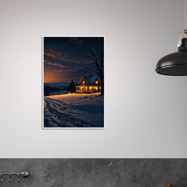 Home Sweet Home - Winter Cabin Poster - - Wooden Framed Posters