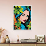 Premium Nature's Elegance - The Blue-Haired Muse - 60x80 cm 24x32″ White frame - Wooden Framed Posters