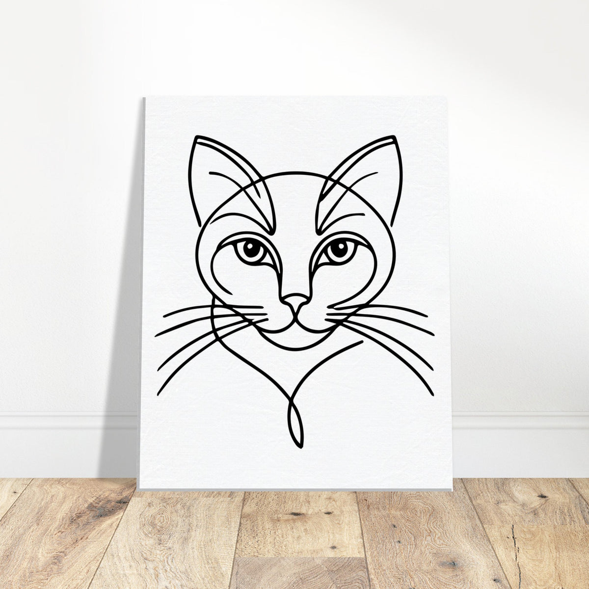 Silent Purr - Sleek Cat Line Drawing on Canvas - - Canvas Prints