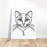 Silent Purr - Sleek Cat Line Drawing on Canvas - - Canvas Prints