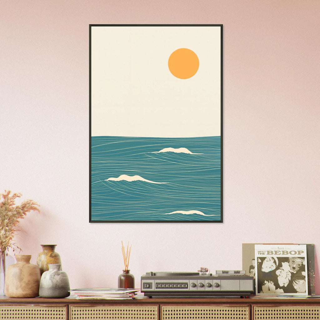 Golden Horizon – Ocean Metal Framed Poster Gift - - Metal Framed Posters