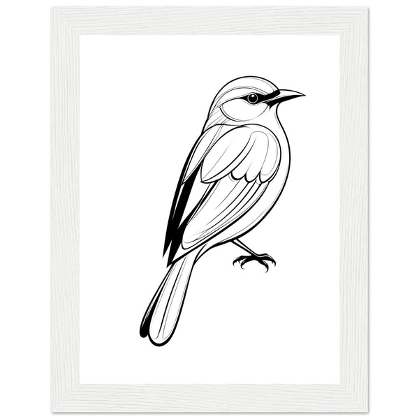 Serenity in Lines - Framed Bird Poster - 15x20 cm 6x8″ White frame - Framed Posters