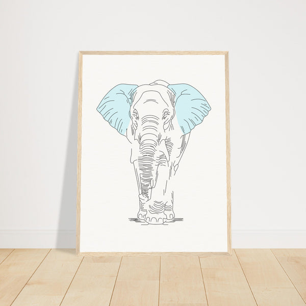 Sublime Serenity - Elephant in Pastel - 45x60 cm 18x24″ Wood frame - Wooden Framed Posters