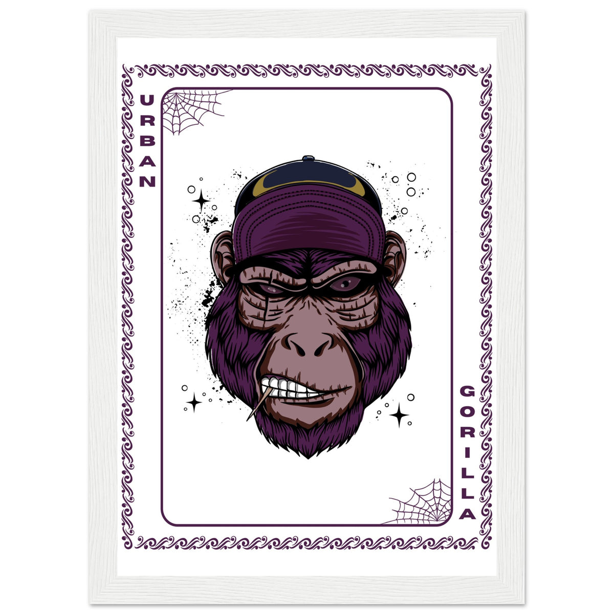 Elevate Your Decor - Steampunk, Funky, and Urban Gorilla Poster Set - A4 21x29.7 cm 8x12″ White frame Urban Gorilla - Wooden Framed Posters