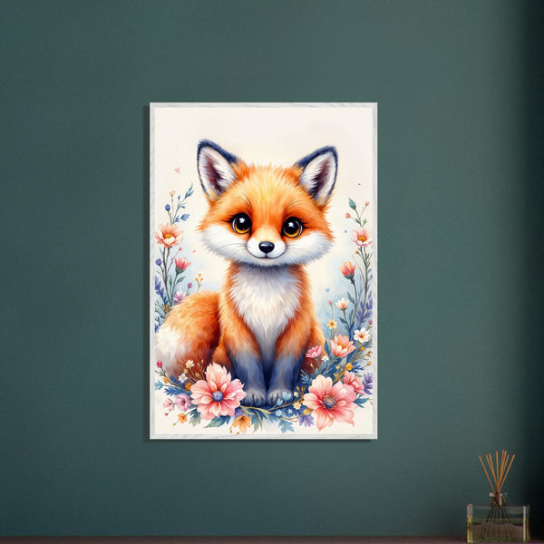 Adorable Fox & Blossoms - Nature's Delight - - Framed Posters