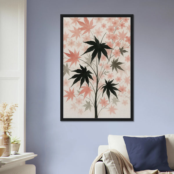 Blush Bloom Harmony – Framed Canvas Botanical Gift - Black frame - Canvas