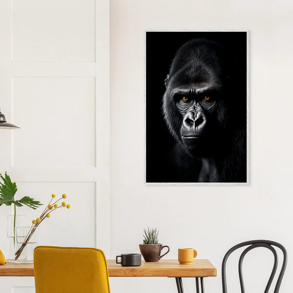 Majestic Gaze – Gorilla Poster for Thoughtful Men - - Wooden Framed Posters