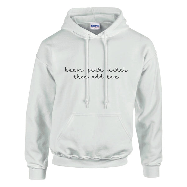 Empowerment in Every Stitch - Know Your Worth Hoodie - White - Hoodies