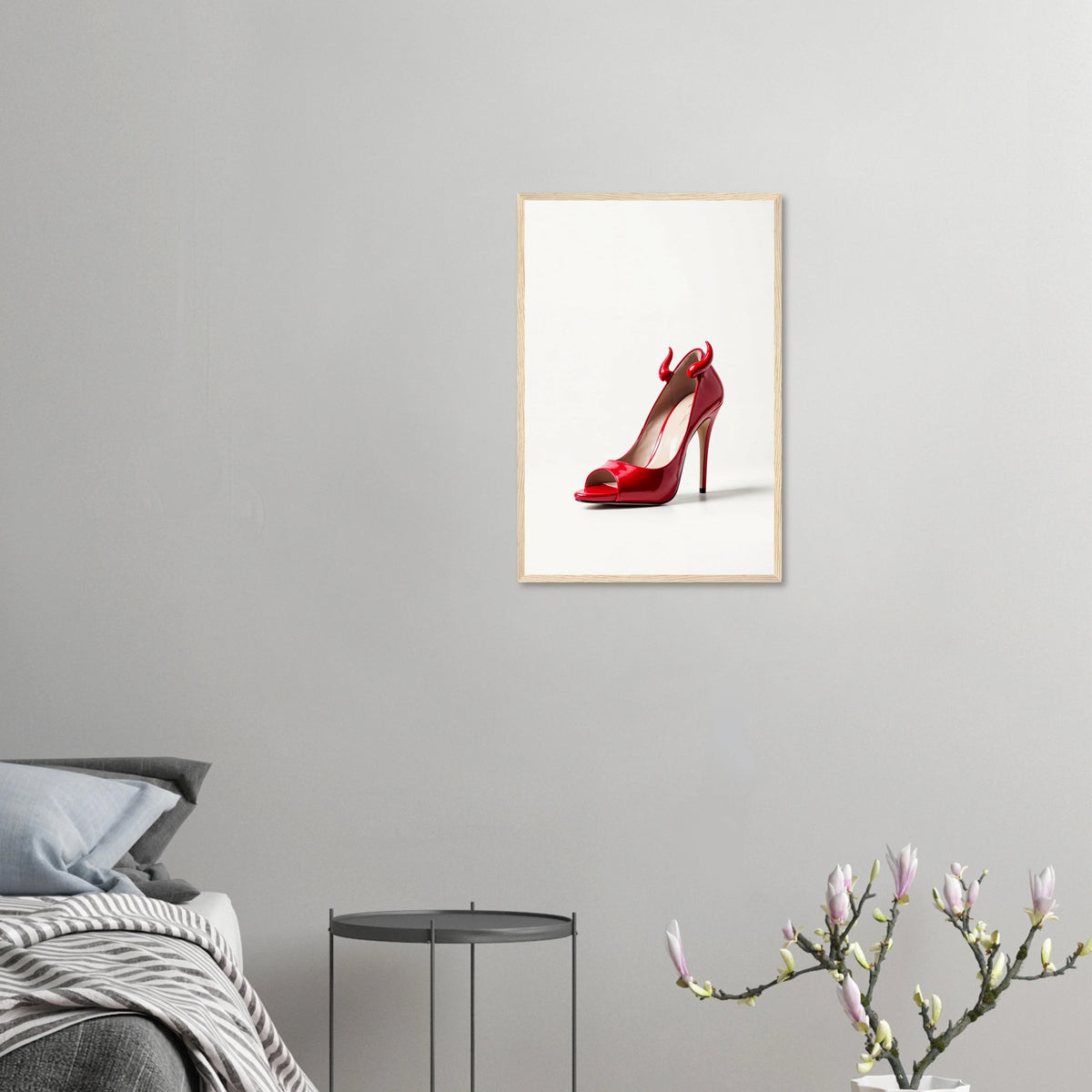 Devil in Red - Iconic Heel Framed Art - 40x60 cm 16x24″ Wood frame - Wooden Framed Posters