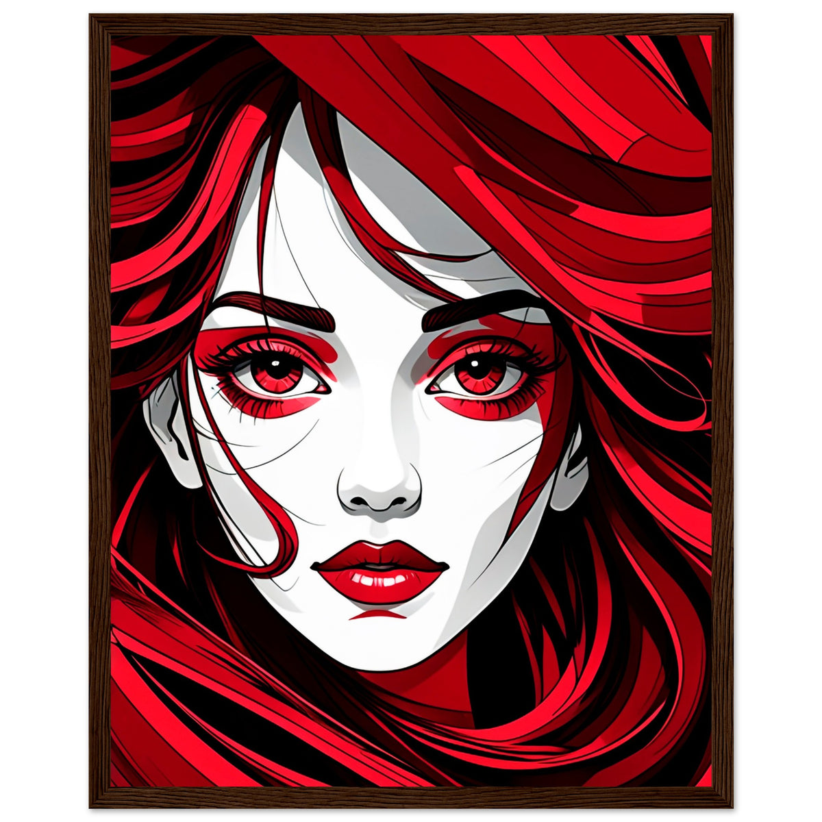 Red Passion - Art That Speaks - 40x50 cm 16x20″ Dark wood frame - Framed Poster