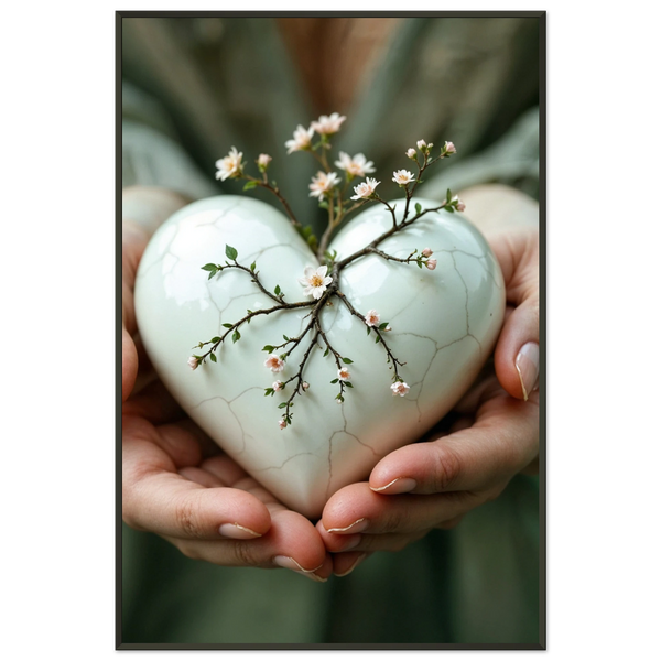 Growth of Love - Heart & Flower Print - - Metal Framed Posters