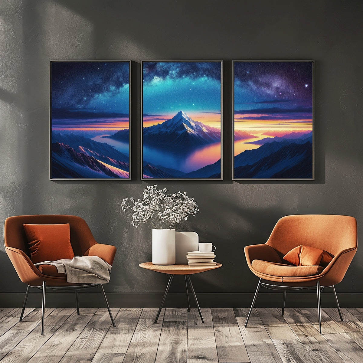 Mountain Majesty Under Stars - 12x18 - Framed Posters