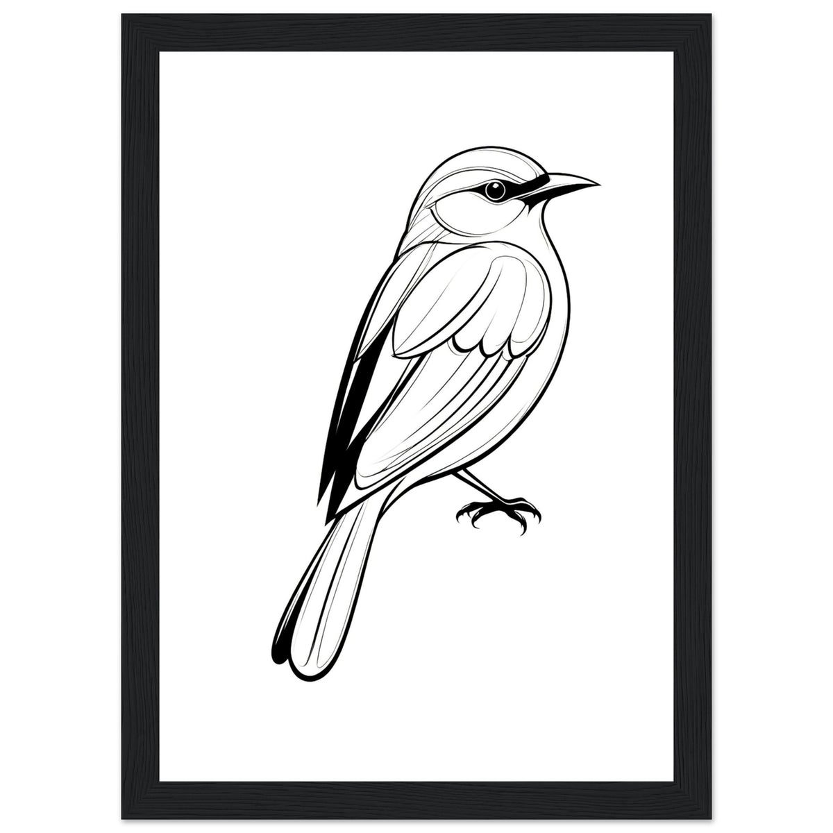 Serenity in Lines - Framed Bird Poster - A4 21x29.7 cm 8x12″ Black frame - Framed Posters