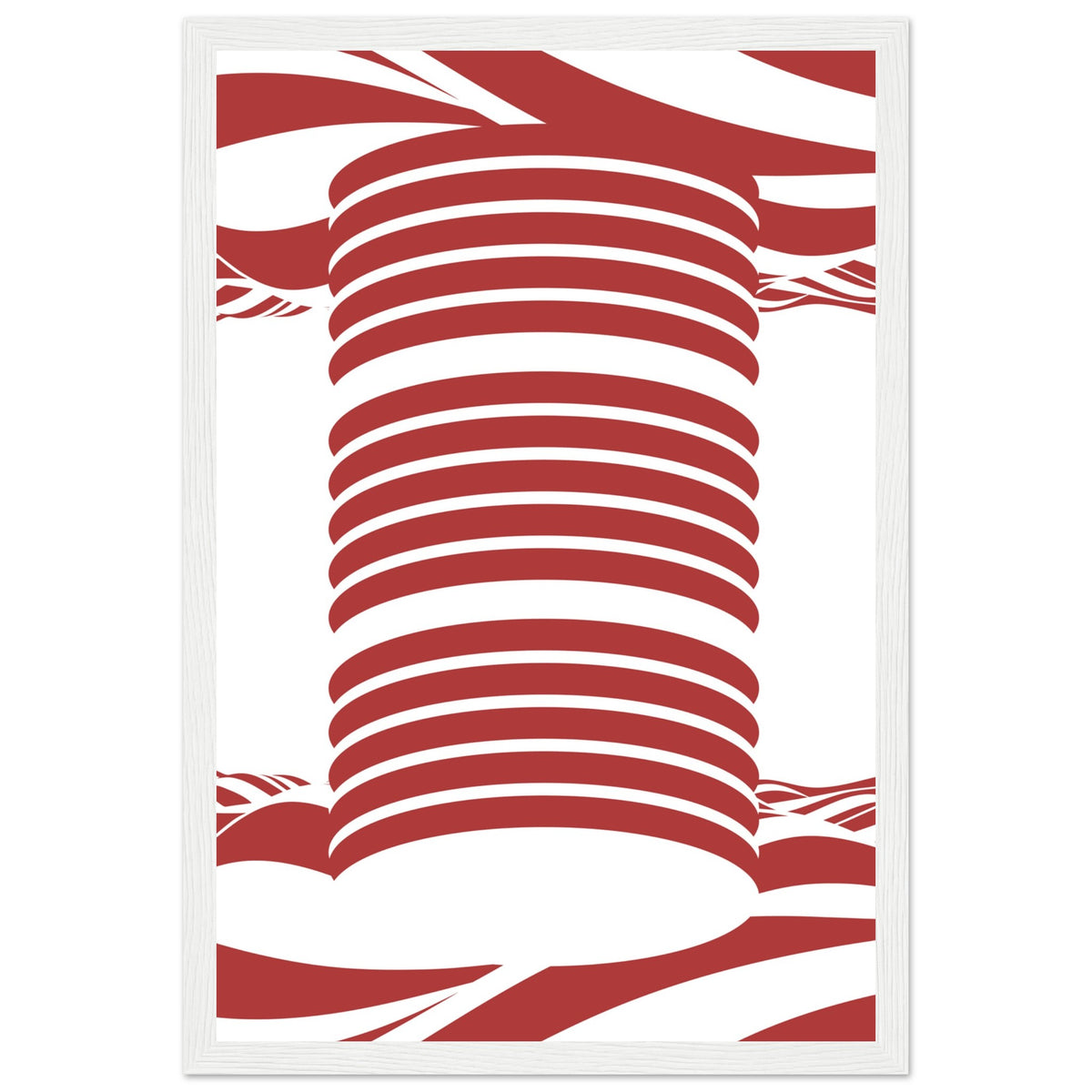 Twist of Elegance - Striking Red & White Art - 30x45 cm 12x18″ White frame - Framed Posters