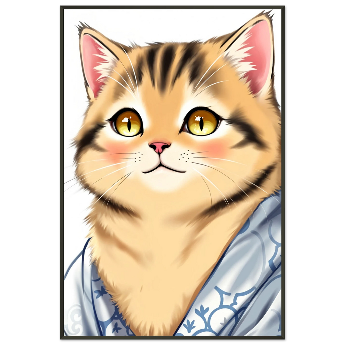 Regal Whiskers - Anime Cat Framed Art - - Metal Framed Posters