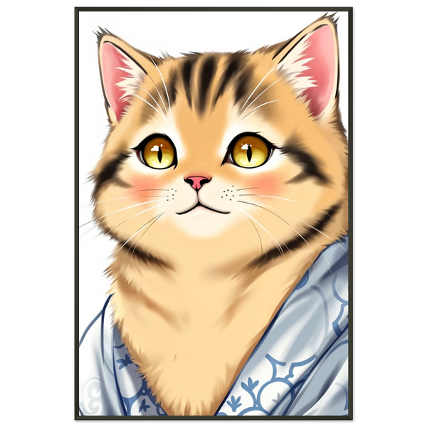 Regal Whiskers - Anime Cat Framed Art - - Metal Framed Posters