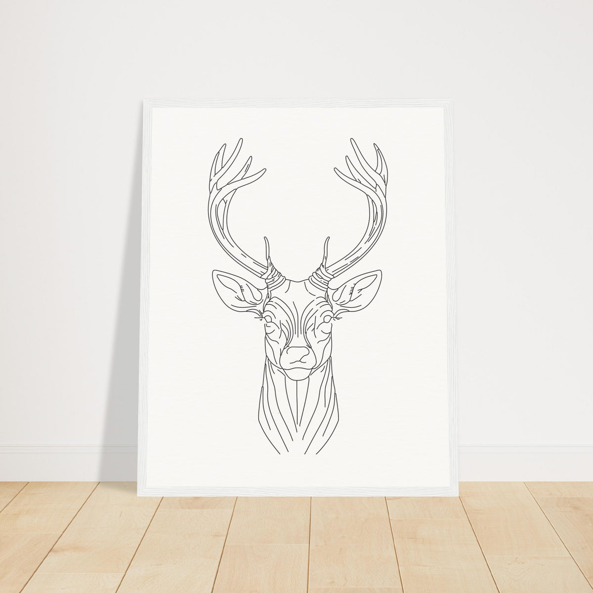 Nature's Grace - Deer Illustration - 40x50 cm 16x20″ White frame - Wooden Framed Posters