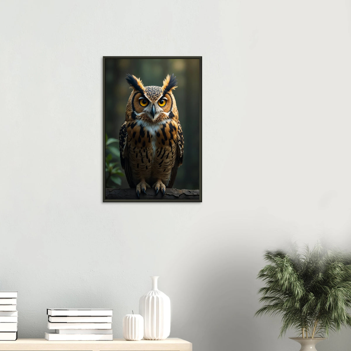Golden Gaze - Owl Portrait Framed Poster - 40x60 cm 16x24″ - Metal Framed Posters