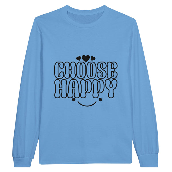 Happy Vibes Only - CHOOSE HAPPY Cozy Crew - Light Blue - Long Sleeve T-shirts