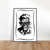 Edgy Artistry - Black and White Character - - Wooden Framed Posters