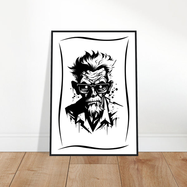 Edgy Artistry - Black and White Character - - Wooden Framed Posters