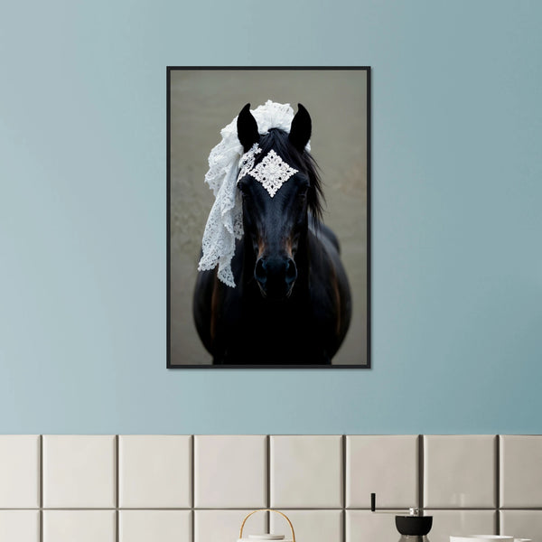 Regal Horse Wooden Poster – Gift for Animal Lovers - Black frame - Wooden Framed Posters