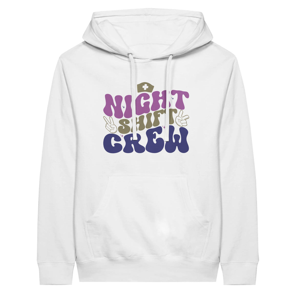 Night Shift Hero - Premium Unisex Pullover Hoodie - White - Print Material