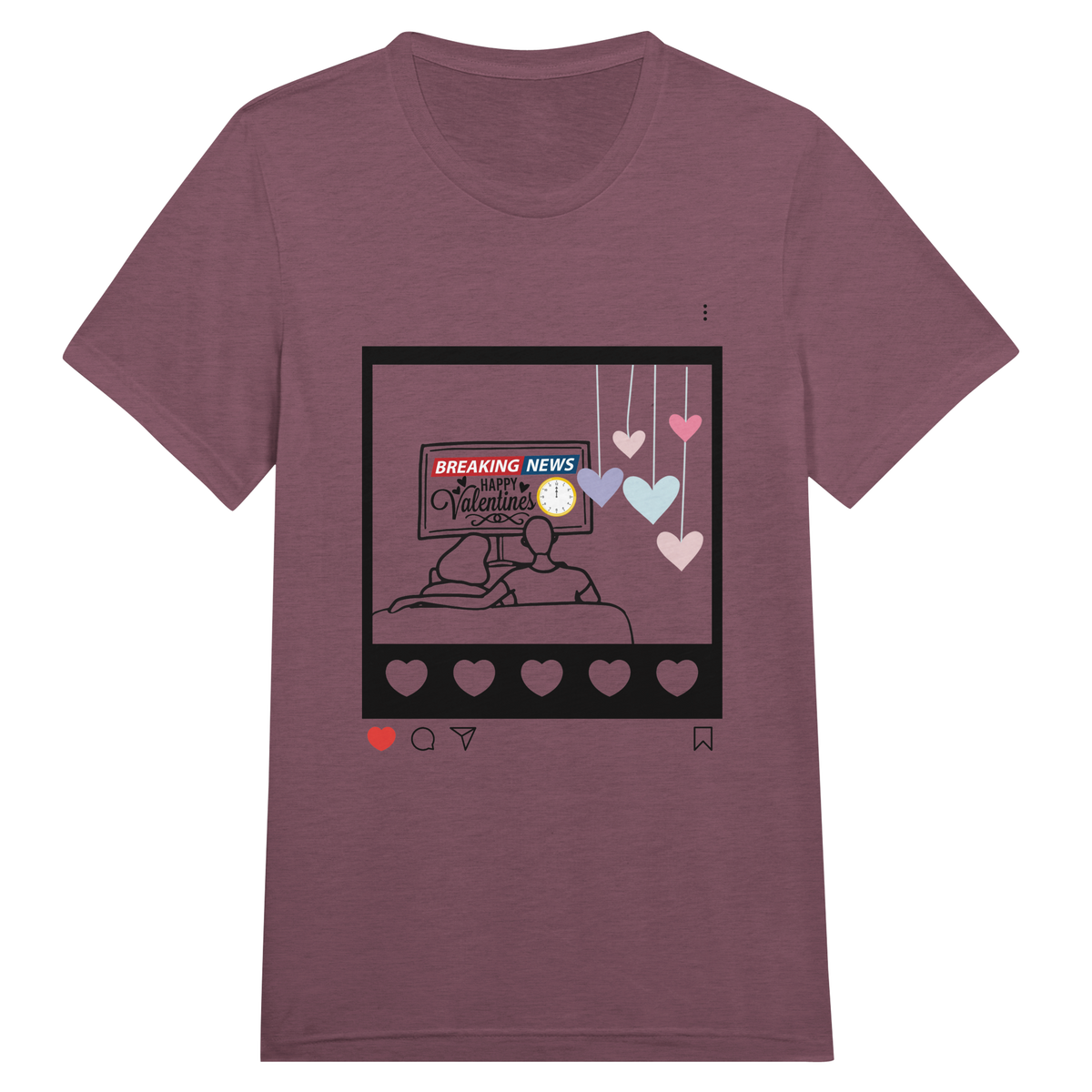 Love Broadcast - Happy Valentines Tee - Maroon Triblend - Print Material