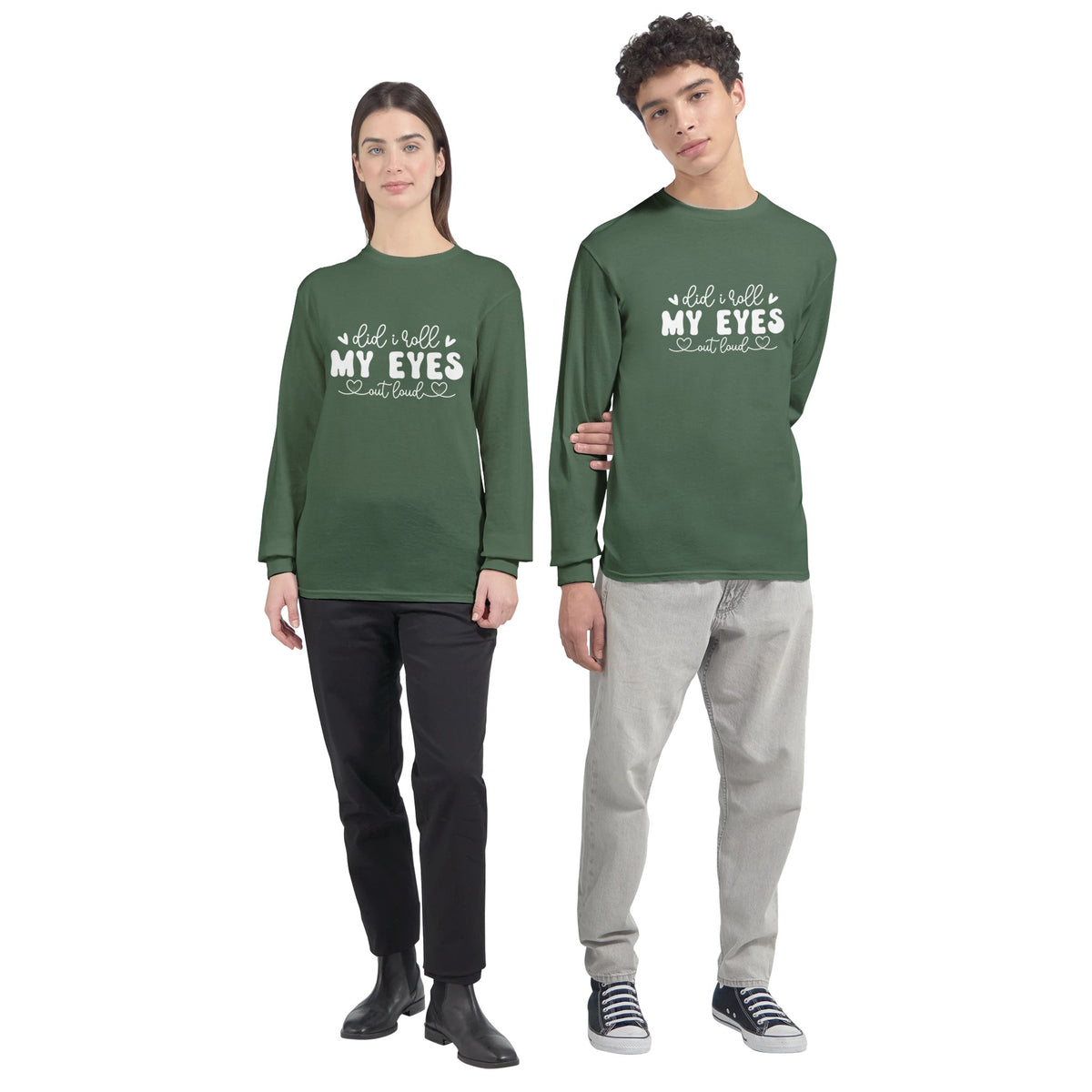 Speak Without Words - Let Our Design Roll Your Eyes for You! - Military Green - Long Sleeve T-shirts