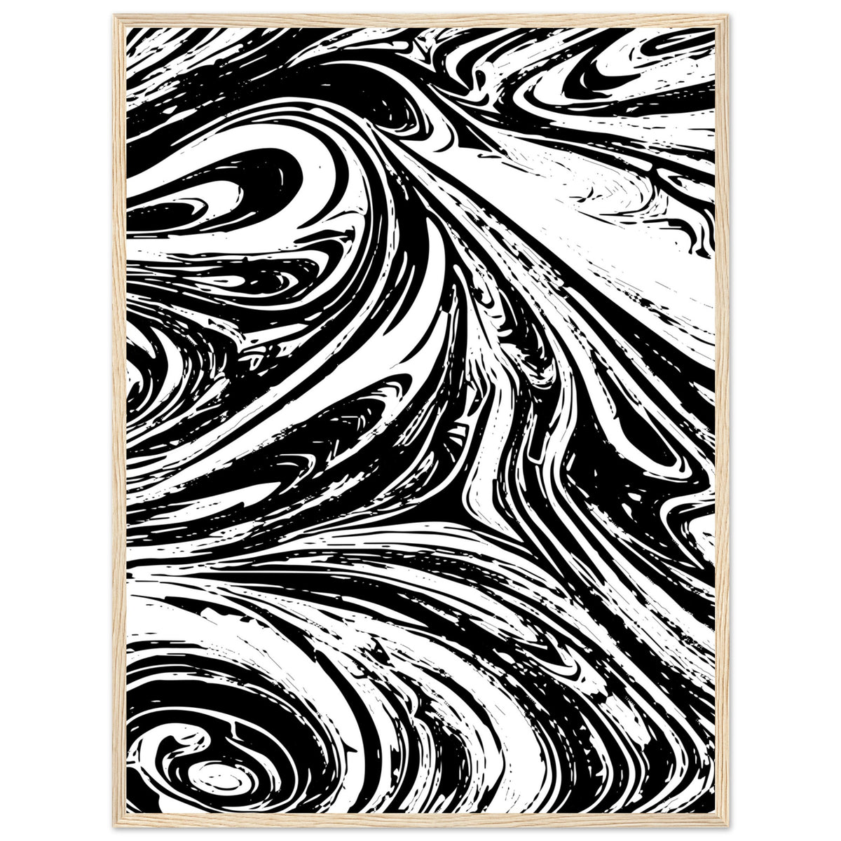 Black & White Swirl - Premium Matte Framed Poster - 60x80 cm 24x32″ Wood frame - Metal Framed Posters