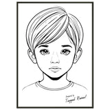 Innocence in Line Art - Framed Portrait of Childhood - 50x70 cm 20x28″ - Framed Posters