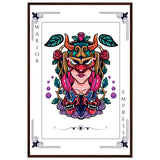 Artistry Unleashed - Warrior, Sacred Bull, and Tiger Spirit - 60x90 cm 24x36″ Dark wood frame Warior Empress - Wooden Framed Posters