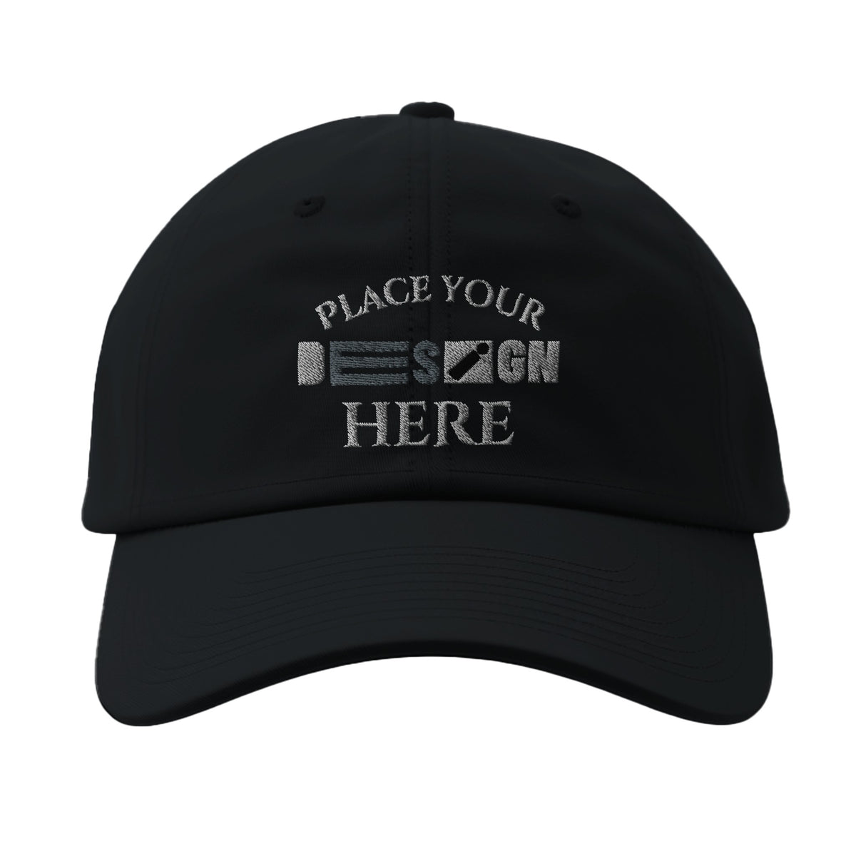 Silver-Underside Curved Customizable Visor Cap - Where Style Meets Comfort - Black - Caps