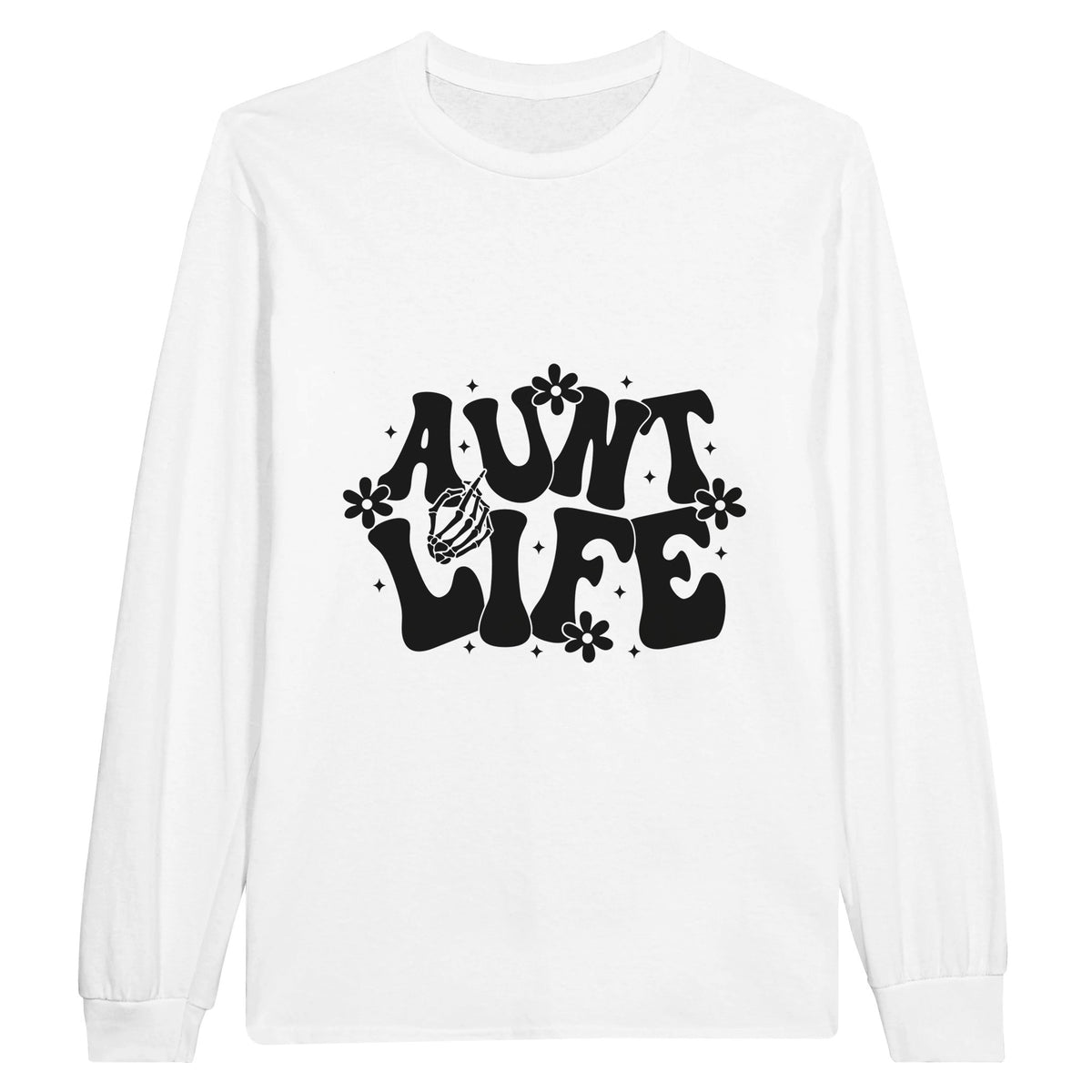 Aunt Life Vibes - Casual Comfort Tee - White - Long Sleeve T-shirts