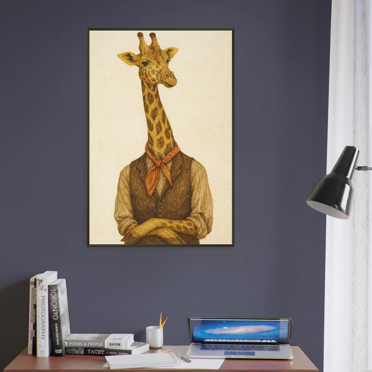 Gift Whimsical Charm – Dapper Giraffe Metal Framed Poster - - Metal Framed Posters
