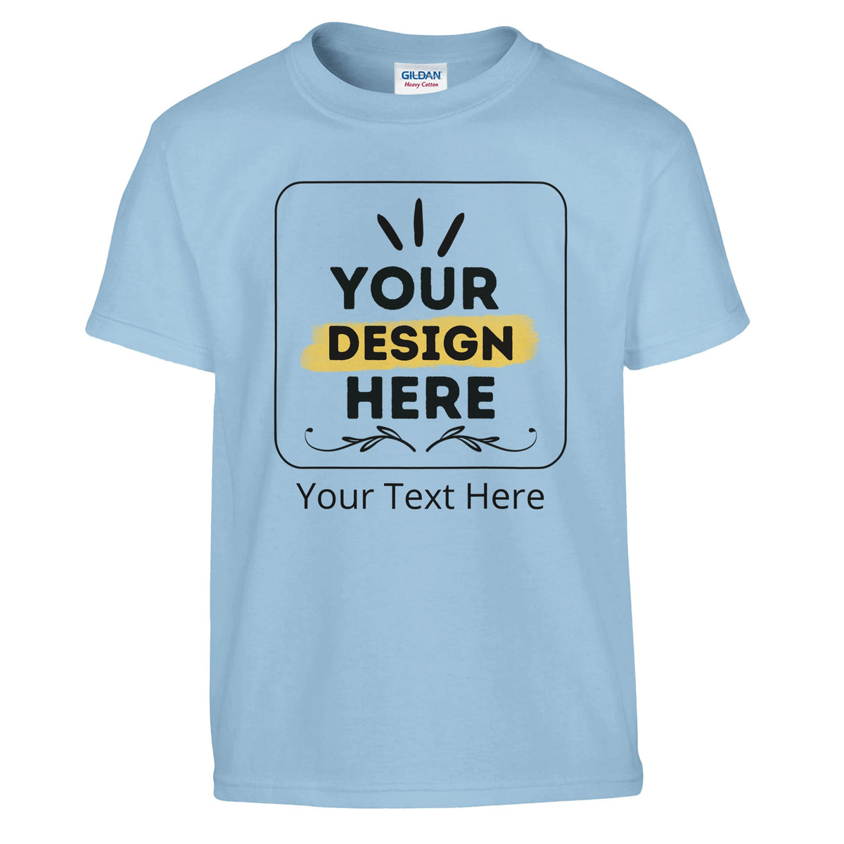 Vibrant Colors - Unmatched Comfort - Kids Customizable Crewneck Tee - Light Blue - Crewneck T-shirts