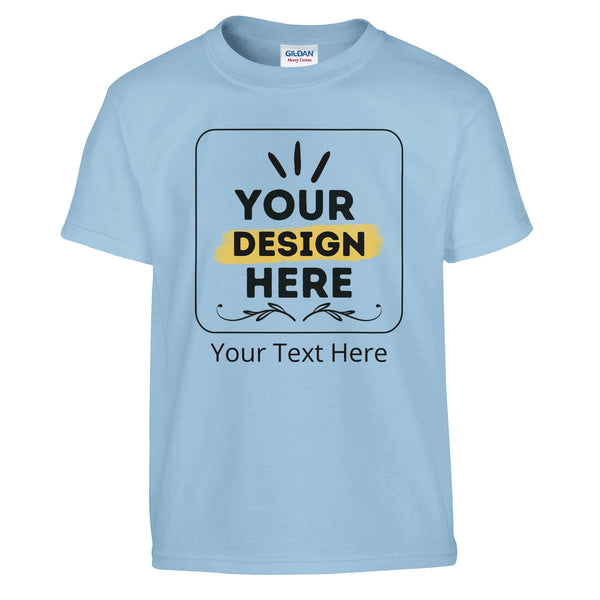 Vibrant Colors - Unmatched Comfort - Kids Customizable Crewneck Tee - Light Blue - Crewneck T-shirts