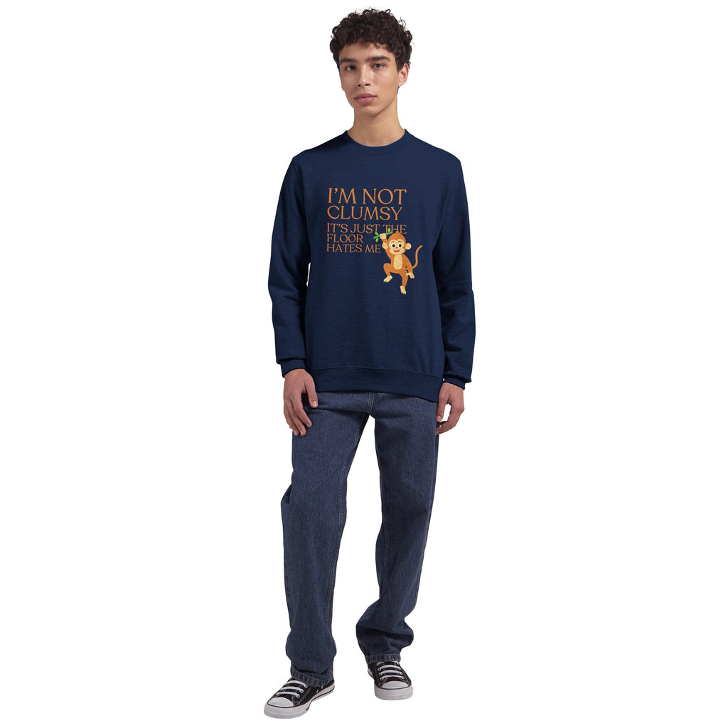 Fun and Clumsy Monkey Sweatshirt - Navy - Crewneck Sweatshirts